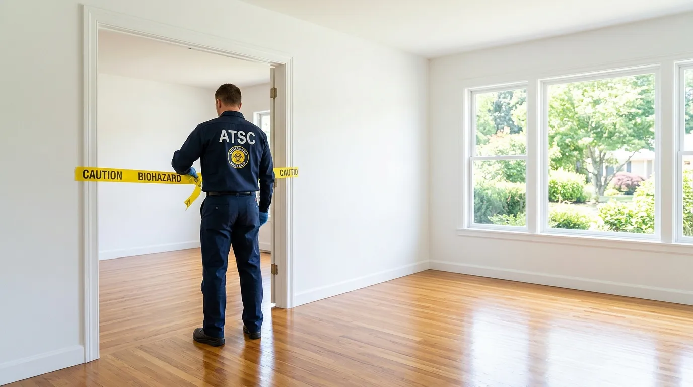 Certified biohazard cleanup crew performing Decomposition Cleanup in Bell